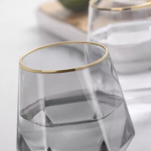 Grå vandglas med guldkant - Alvira