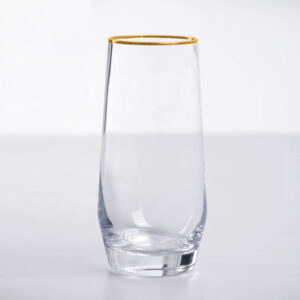 Vandglas med guldkant-  Safir, stor