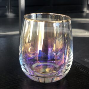 Regnbuefarvet glas lille - Guldkant, Safir