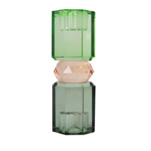 C´est Bon - Krystal stage, grøn, fersken, oliven, 15x5,5 cm