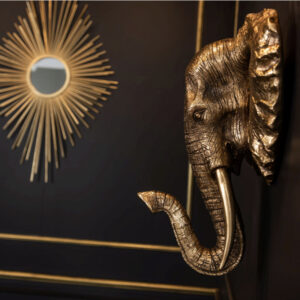 Elefant dyrehoved til væg - Guldfarvet