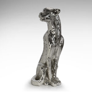 Leopard skulptur - Baguira (Sølv)