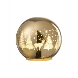 Julekugle i glas med LED lys - Guld