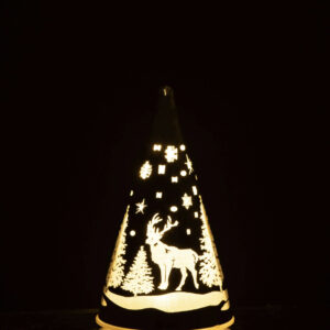 Juletræ i glas med LED lys, lille - Sølv
