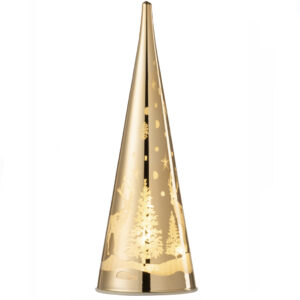 Juletræ i glas med LED lys - Guld