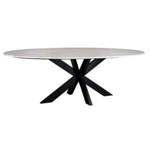 Spisebord i marmor - Lexington oval (Hvid)