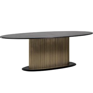 Ovalt spisebord med marmor bordplade - Ironville (Guld)
