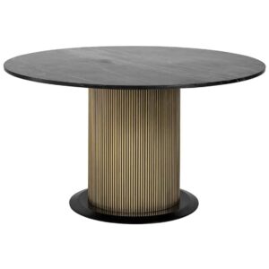 Rundt spisebord med marmor bordplade - Ironville (Guld)